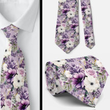 Elegante Lila und weiße Flora Neck Ties