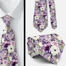 Elegante Lila und weiße Flora Neck Ties Krawatte