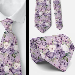 Elegante Lila und weiße Flora Neck Ties Krawatte