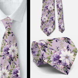 Elegante Lila und weiße Flora Neck Ties Krawatte