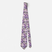 Elegante Lila und weiße Flora Neck Ties Krawatte (Vorderseite)