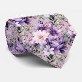 Elegante Lila und weiße Flora Neck Ties Krawatte (Gerollt)