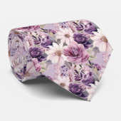Elegante Lila und weiße Flora Neck Ties Krawatte (Gerollt)