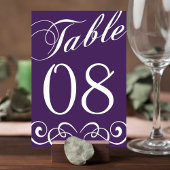 Elegante Lila und weiße Hochzeitsstimmung - Tischn Tischnummer