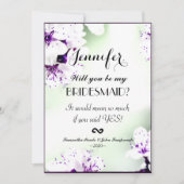 Elegante Lila und weiße Lilien auf weich grün Einladung (Vorderseite)