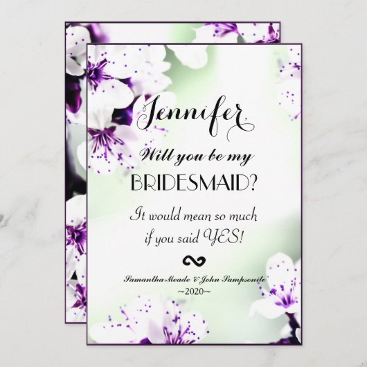 Elegante Lila und weiße Lilien auf weich grün Einladung (Vorne/Hinten)