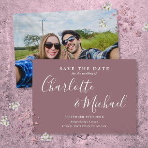 Elegante lila Unterschrift Schrift Foto Save The Date