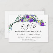 Elegante Lila Veilchen Aquarell RSPV CARDS RSVP Karte (Vorne/Hinten)