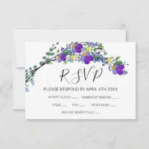 Elegante Lila Veilchen Aquarell RSPV CARDS RSVP Karte