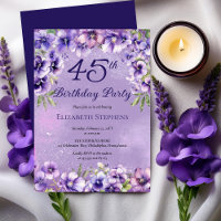 Elegante lila Veilchen Blumen 45. Geburtstagsfeier