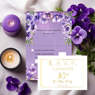 Elegante lila Veilchen Blumen Geburtstagsfeier RSV Folienkarte