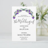 Elegante lila Veilchen-Eukalyptus-Hochzeit Einladung (Stehend Vorderseite)