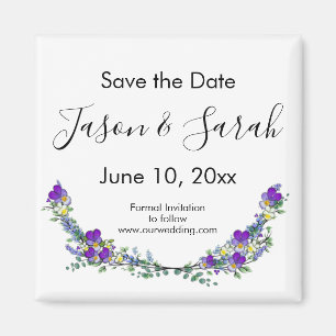 Elegante lila Veilchen Lavendel SAVE THE DATE Magnet