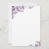 Elegante Lila Verzierte Hochzeit Einladung (Rückseite)