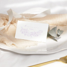 Elegante lila viktorianische Hochzeit Platzkarte