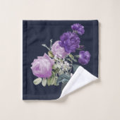 Elegante lila Vintage Blumen Badhandtuch Set (Waschlappen)