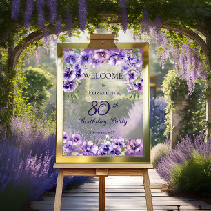 Elegante Lila Violets Floral 80. Geburtstagsparty Acrylschild