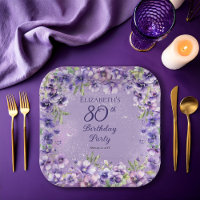Elegante Lila Violets Floral 80. Geburtstagsparty