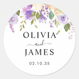 Elegante Lila Violett-Blumenzwiebeln Details Runder Aufkleber