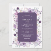 Elegante lila violette Blume Einladung zur Hochzei (Vorderseite)