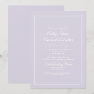 Elegante lila violette weiße Hochzeit Einladung