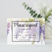 Elegante lila Walliser Hochzeit RSVP Karte (Stehend Vorderseite)