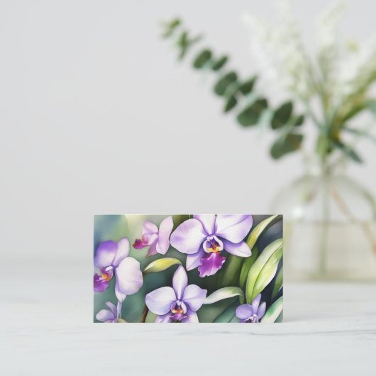 Elegante Lila Wasserfarbe Einzigartig Visitenkarte (Stehend Vorderseite)