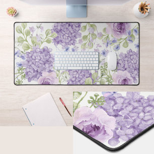 Elegante lila Wasserfarbe große Blumen-Schreibtisc Schreibtischunterlage