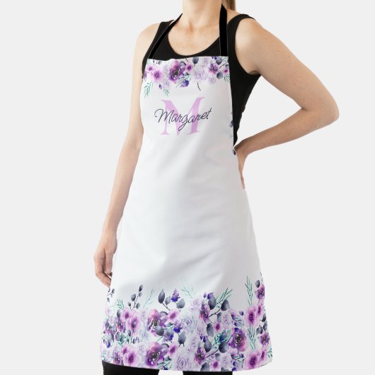 Elegante Lila Wasserfarbe mit Monogramm Schürze (InSitu)