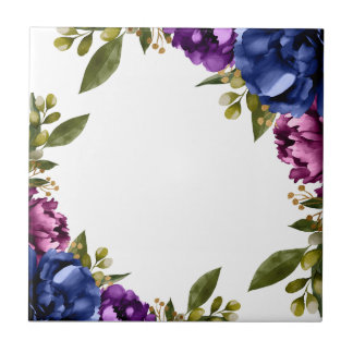 Elegante lila Wasserfarbe Wisteria blaue Blumen  Fliese