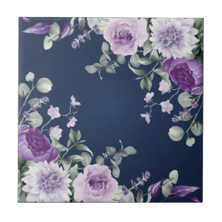 Elegante lila Wasserfarbe Wisteria blaue Blumen  Fliese