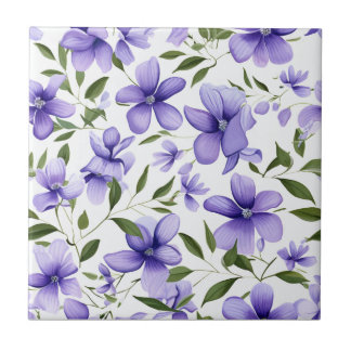 Elegante lila Wasserfarbe Wisteria blaue Blumen  Fliese