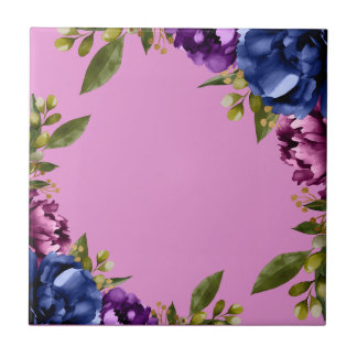 Elegante lila Wasserfarbe Wisteria blaue Blumen  Fliese