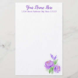 Elegante Lila Wasserfarben-Blume Briefpapier