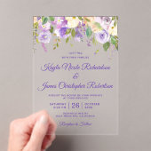 Elegante Lila Wasserfarben Blumen Moderne Hochzeit Acryleinladungen (Insitu (Handheld))