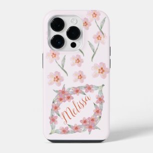 Elegante lila Wasserfarben-Blumen Personalisieren iPhone 14 Pro Hülle