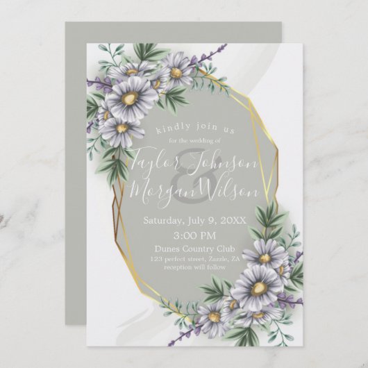 Elegante Lila Wasserfarben Einladung (Vorne/Hinten)