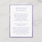 Elegante Lila Wasserfarben Hochzeitdetails Begleitkarte (Vorderseite)