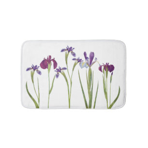 Elegante Lila Wasserfarben Iris Blume Botanisch Badematte