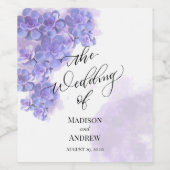 Elegante Lila Wasserfarben-Sukkulente Hochzeit Weinetikett (Einzelnes Label)