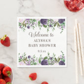 Elegante Lila Wasserfarbenflora Girl Babydusche Serviette (Beispiel)