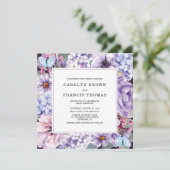 Elegante Lila Wasserfarbenhochzeit Einladung (Stehend Vorderseite)