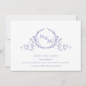 Elegante Lila Wasserfarbenmonogramm-Hochzeit Save The Date (Vorderseite)