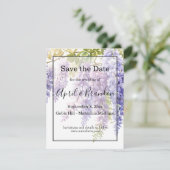 Elegante, lila Wasserfarbenwelt Hochzeit Save The Date (Stehend Vorderseite)