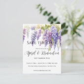 Elegante, lila Wasserfarbenwisteria Save The Date (Stehend Vorderseite)