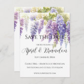 Elegante, lila Wasserfarbenwisteria Save The Date (Vorne/Hinten)