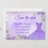 Elegante Lila Weihnachts-Mis-Quince Save the Date Einladung (Vorderseite)