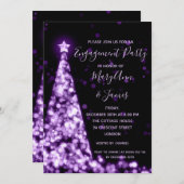 Elegante Lila Weihnachtsbaum-Engagement-Partei Einladung (Vorne/Hinten)