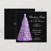 Elegante Lila Weihnachtsbaumparty Einladung (Vorne/Hinten)