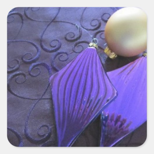 Elegante Lila Weihnachtsdekorationen Quadratischer Aufkleber (Vorderseite)